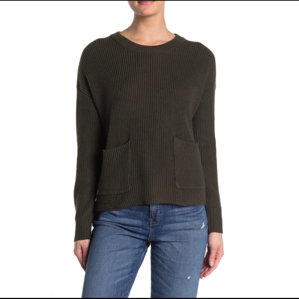 Madewell Dark Green Pocket Knit Sweater XXS